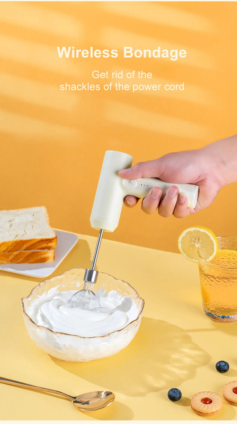 Electric Food Mixer Handheld 3 Gear Cake Cream Mixer Wireless Rechargeable Food Blender Egg Beater Whisk Tool Milk Frother.