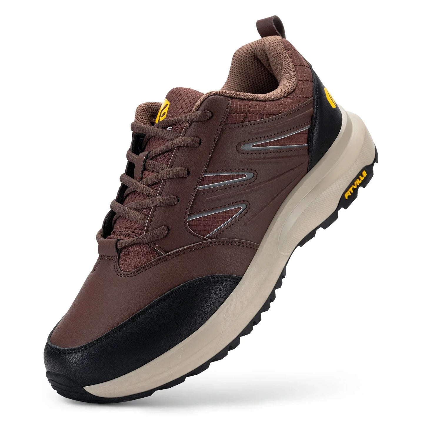 FitVille Men'S Widened Hiking Waterproof Outdoor Work Hiking Shoes With Arch Support To Relieve Heel Pain Lightweight Non-Slip.