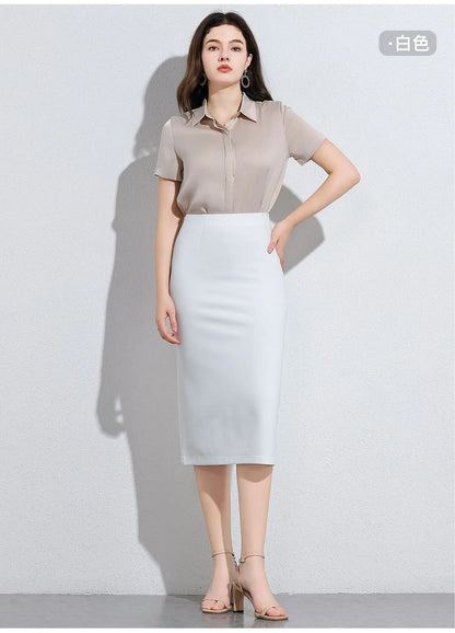 Women's Professional High Waist Long Pencil Skirt, Slim Fit Black Hip-hugging Skirt for Office Commute.
