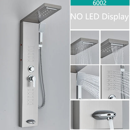 LED Shower Faucet Bathroom SPA Massage Jet Shower Matte Black Column System Waterfall Rain Shower Panel Bidet Sprayer Tap