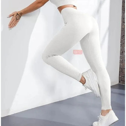 Thread Knited Leggings Women Seamless Slim Tights Gym Trainning Running High Waist Hip Liftting High Elastic Yoga Fitness Pants.