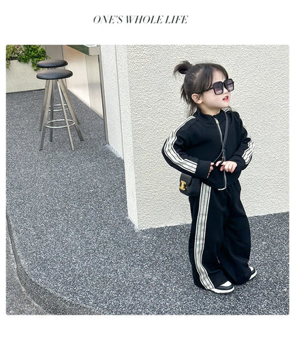 Girls Spring Sets Toddler New Autumn Sports Casual Suits Kids Long-sleeved Jacket+Pants 2Pcs Outfits Children Loose Clothing Set