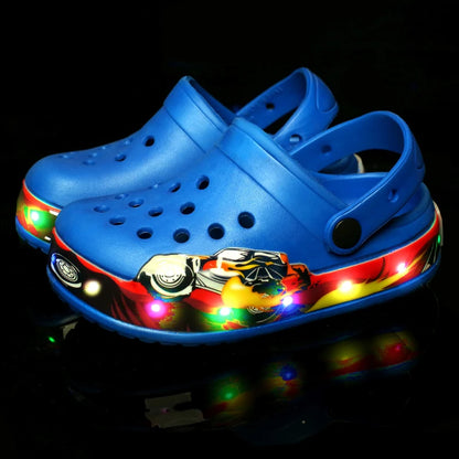 Summer Baby Girls Led Light Sandals Cute Cartoon Children's Casual Shoes Anti-slip Kids Beach Shoes Outdoor Shoes.