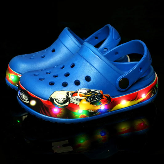 Summer Baby Girls Led Light Sandals Cute Cartoon Children's Casual Shoes Anti-slip Kids Beach Shoes Outdoor Shoes.