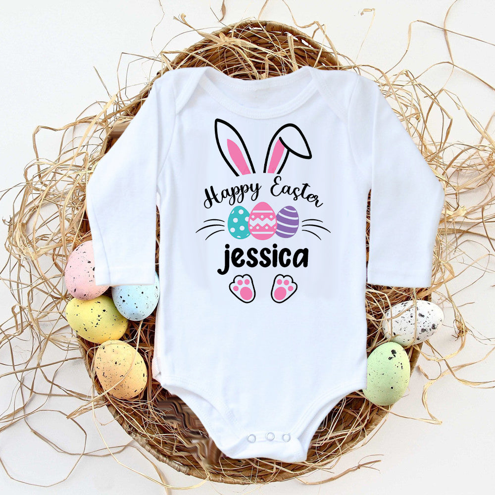 Personalisierter Ostern-Baby-Body mit individuellem Namen, Säuglings-Outfits, Kleidung, Junge, Mädchen, Urlaub, Party, Overall, niedlicher Hase, Neugeborenen-Strampler.