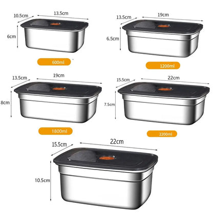 Stainless Steel Camping Lunch Box Sealed Leak-proof Bento Box Microwave Suitable Large Capacity Refrigerator Freezer Storage Box.