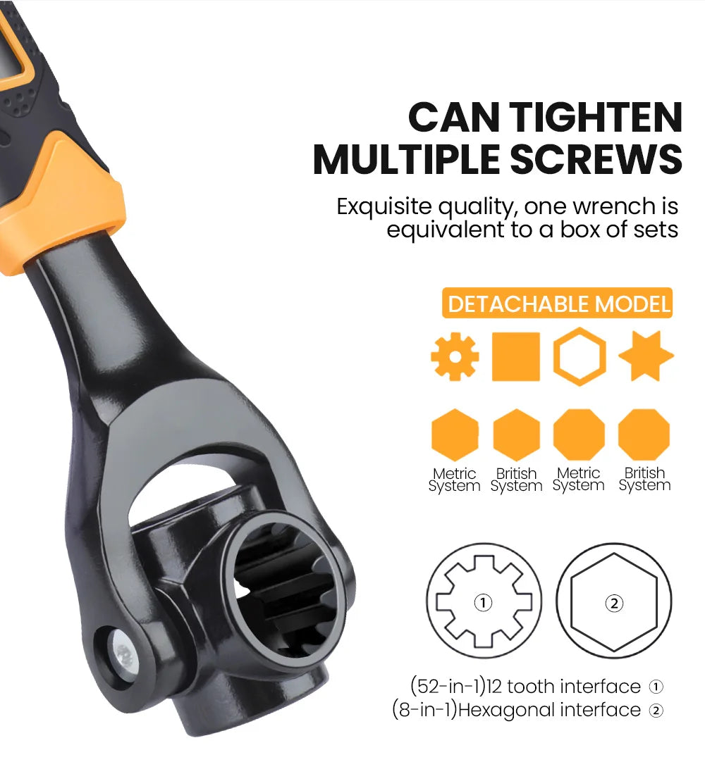 AIRAJ Schraubenschlüssel, 52-in-1-Werkzeugstecknuss, funktioniert mit Universal-Ratsche, Spline-Schrauben, Hülsen-Rotationswerkzeug, 360-Grad-Multifunktions-Handwerkzeug