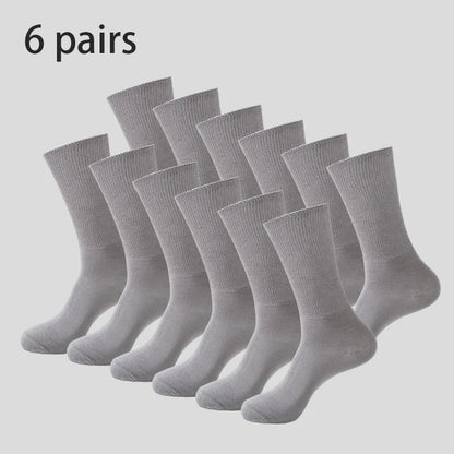 6Pairs Comfortable and Supportive Diabetic Socks for Men Moisture wicking Fabric Non-binding Top business socks.