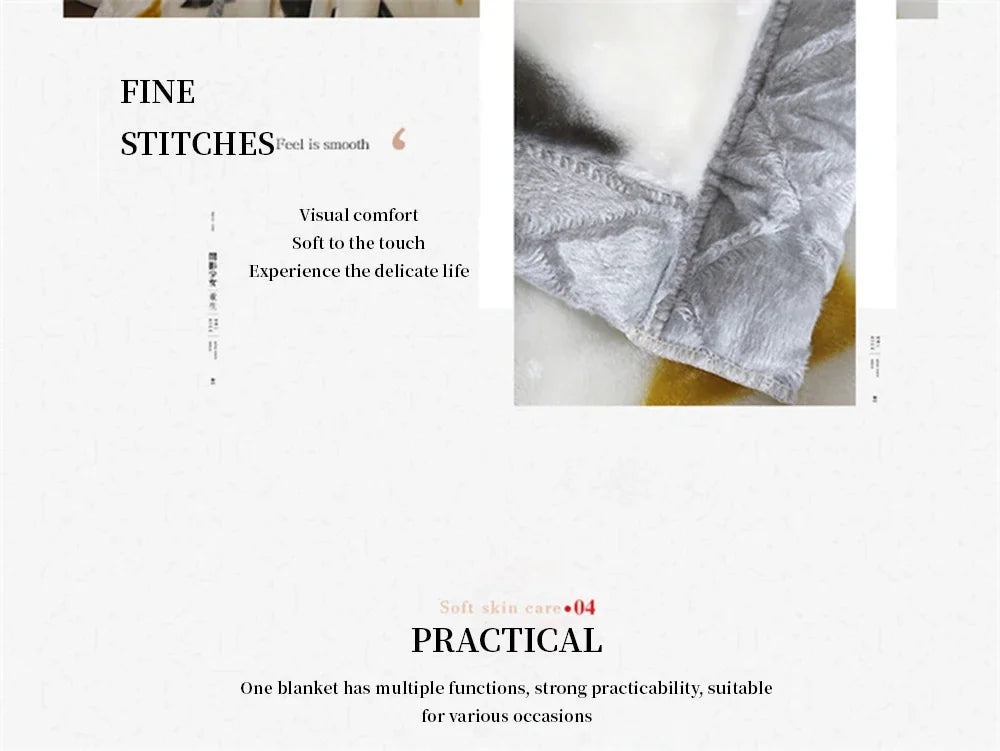 4.5kg Home Thicken Quilt Comforters Winter Warm Raschel Plush Blanket Print Throw Double Layer Fluffy Soft Quilt 200x230cm 이불 이불.