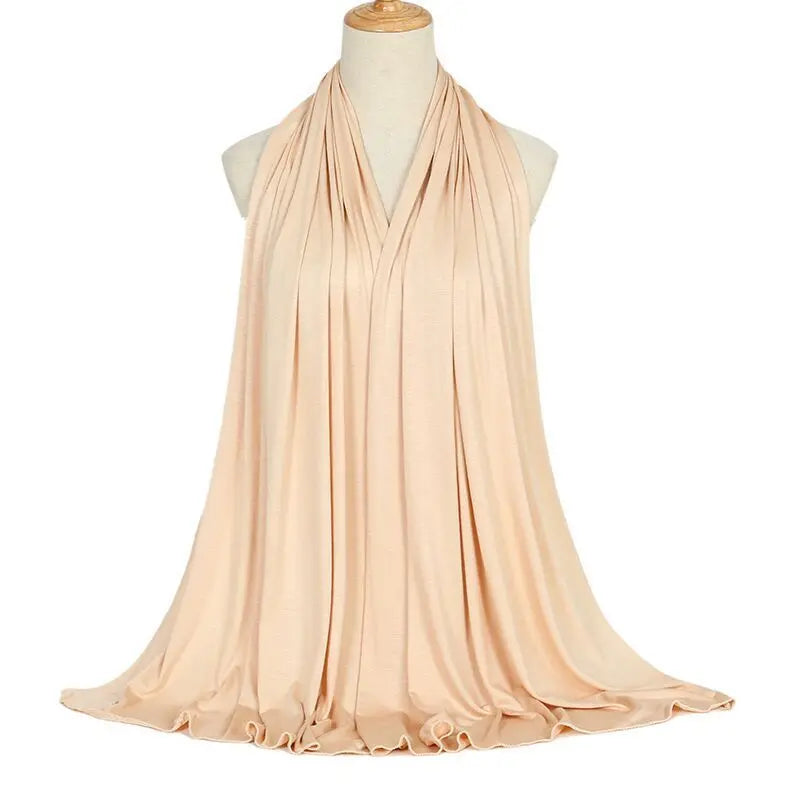 Modal Cotton Jersey Hijab Scarf Long Muslim Shawl Plain Soft Turban Tie Head Wraps For Women Africa Headband 170x60cm.