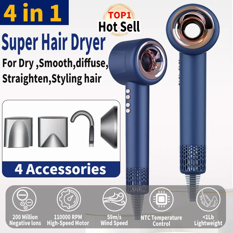 220V Super Hair Dryer 1600W Leafless Hair dryer Personal Hair Care Styling Negative Ion Tool Constant Anion Electric Hair Dryers