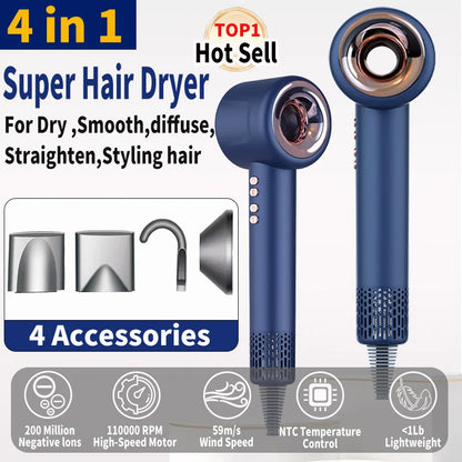 220V Super Hair Dryer 1600W Leafless Hair dryer Personal Hair Care Styling Negative Ion Tool Constant Anion Electric Hair Dryers