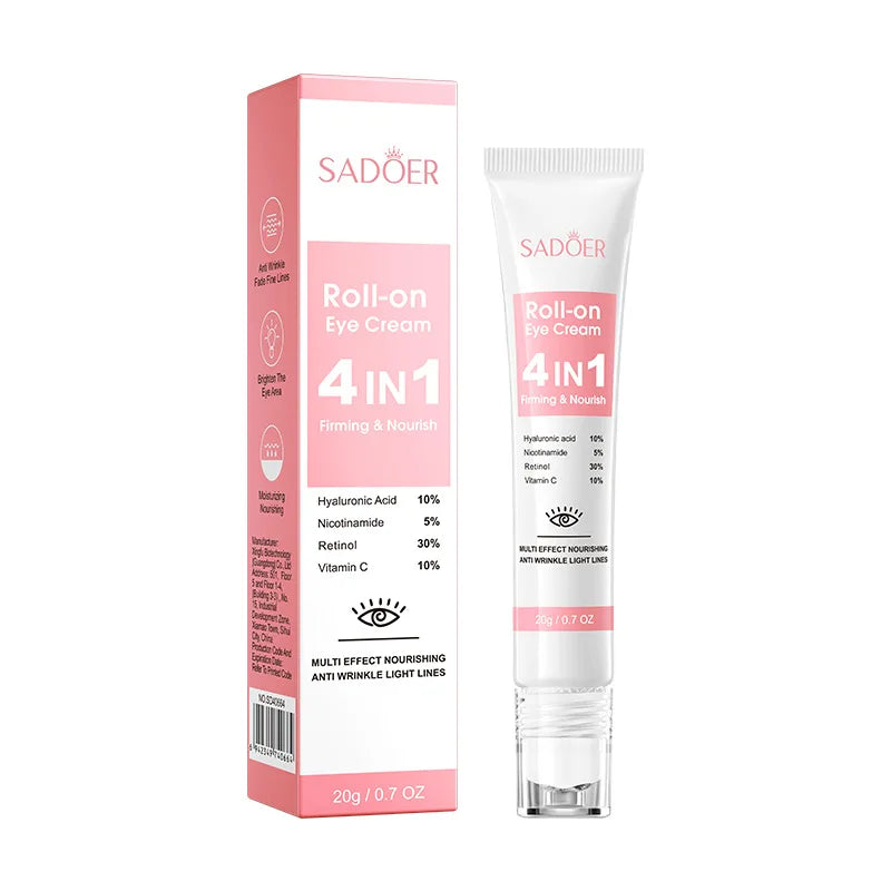 SADOER 4in1 Roll-on Moisturizing Eye Cream Anti Dark Circles Eyes Bags Firming Moisturizing Eye Serum Skin Care for Beauty Eyes.