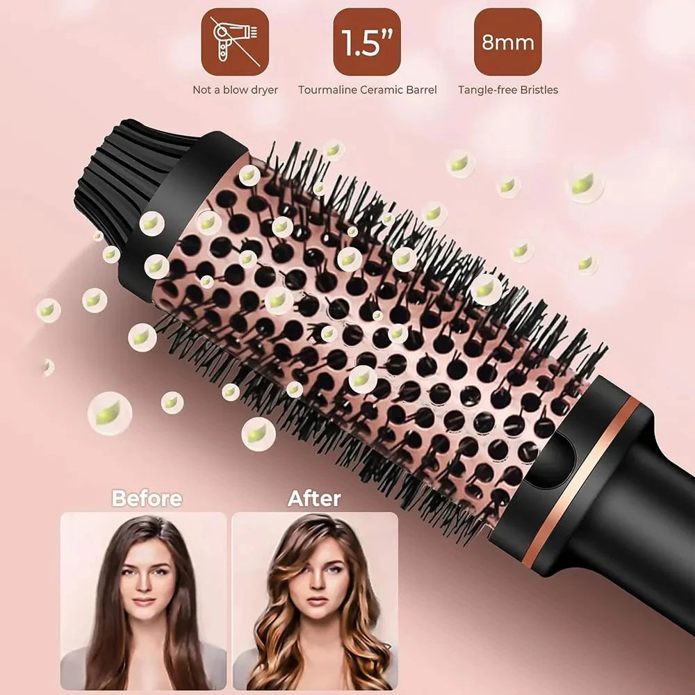 3 In 1 Ionic Hair Curler Straightener Professional Curling Iron Heated Hair Styling Brush Anti-Scald Thermal Brush Curl Wand.