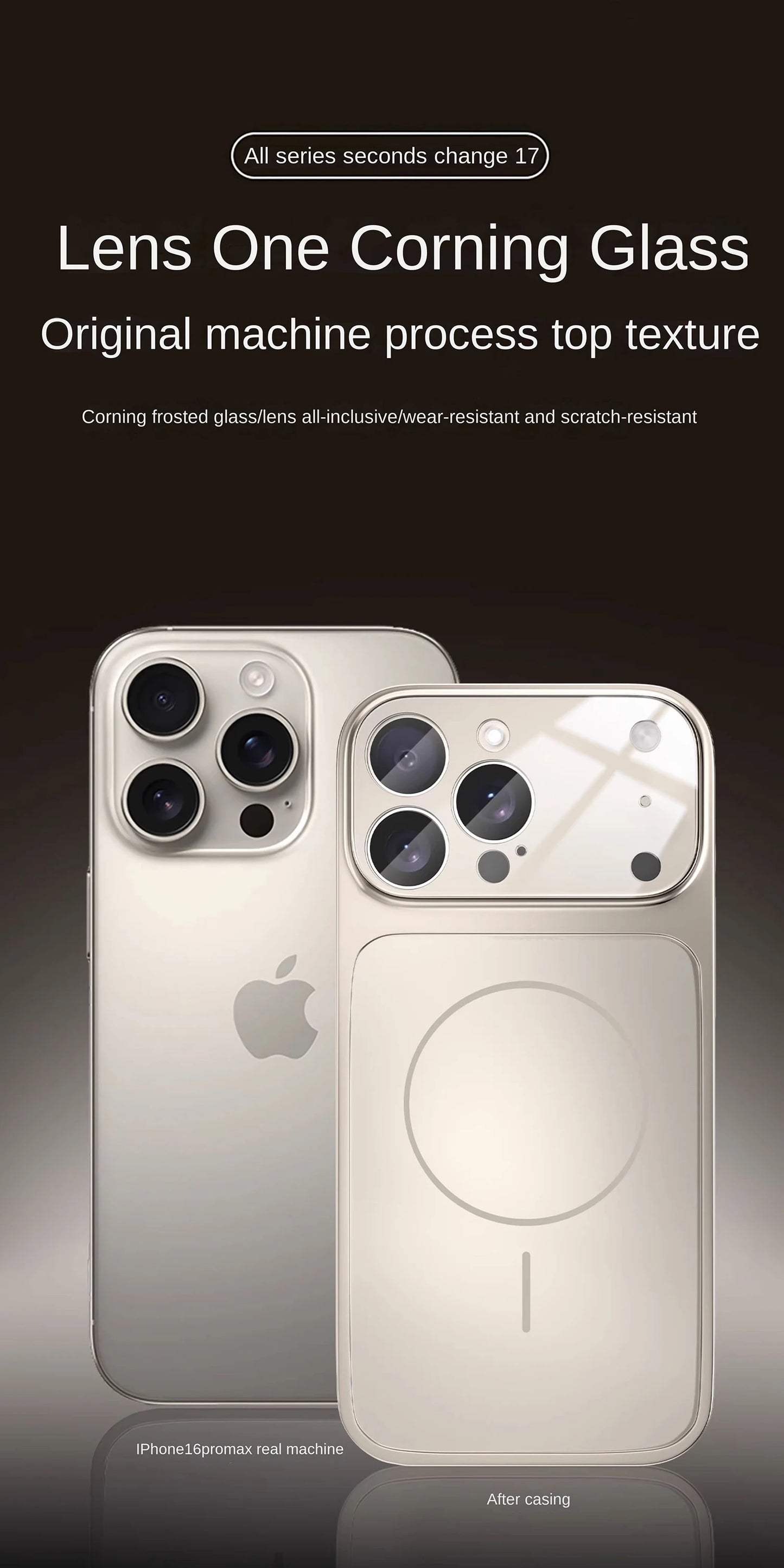 Luxury Large Frame Glass Lens Protect New Phone Case for iPhone 17 Air 16 15 14 13 Pro Max 17 Pro Magsafe Magnetic PC Hard Cover