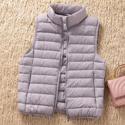 12 Farben 90% weiße Enten Daunen Frauen ärmellose Jacken 2023 Neuankömmlinge weibliche ultraleichte packbare Weste Frauen Mäntel