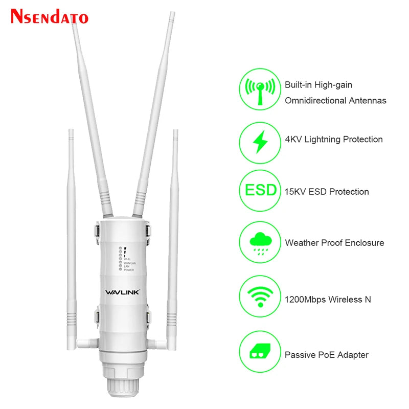 AC1200 AC600 High Power Outdoor Wireless Wifi Repeater AP/WiFi Router Dual Dand 2.4G/5Ghz Long Range Wifi Extender POE.