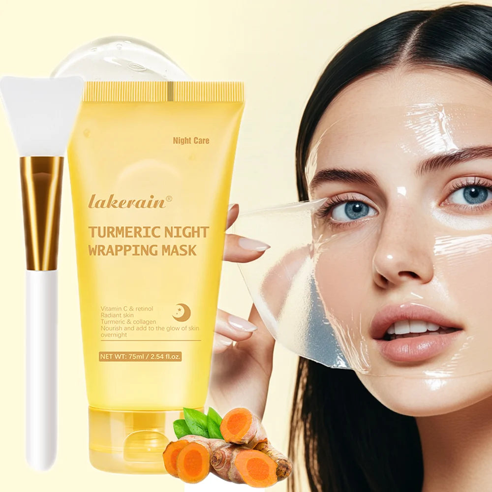 Kojic Acid Turmeric Overnight Wrapping Peel Off Mask Nourishes Hydrolyzed Collagen Glowing Skin Skin Firmnes Korean Skincare.