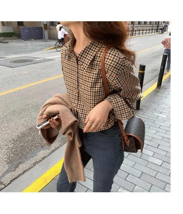 Fashion Casual Women's Plaid Shirt Autumn New Boutique Ladies Blouse and Tops Female Long Sleeve Blouses Clothes.