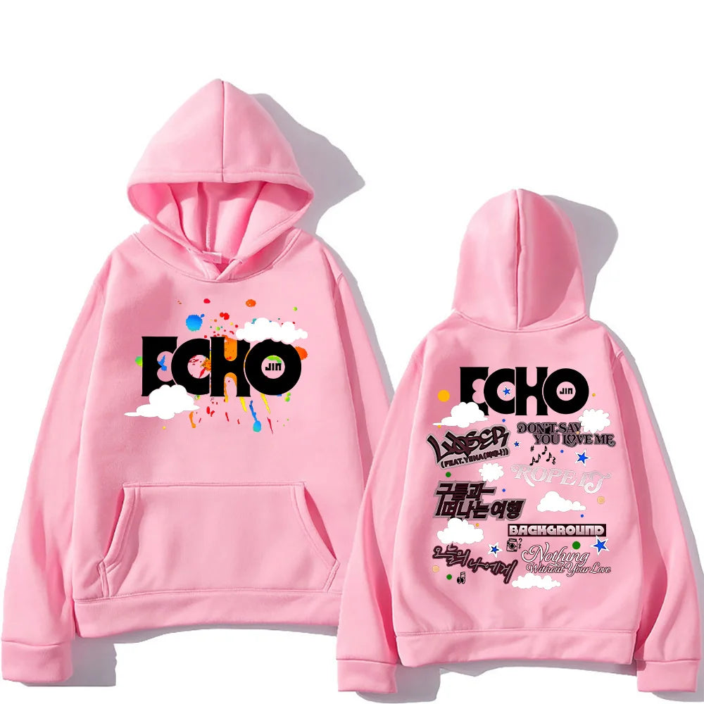 Jin Echo Hoodies Unisex Autumn Winter Casual Vintage Streetwear Sweatshirts Fashion Women New Album Tour Pullover Jin Fans Gifts.