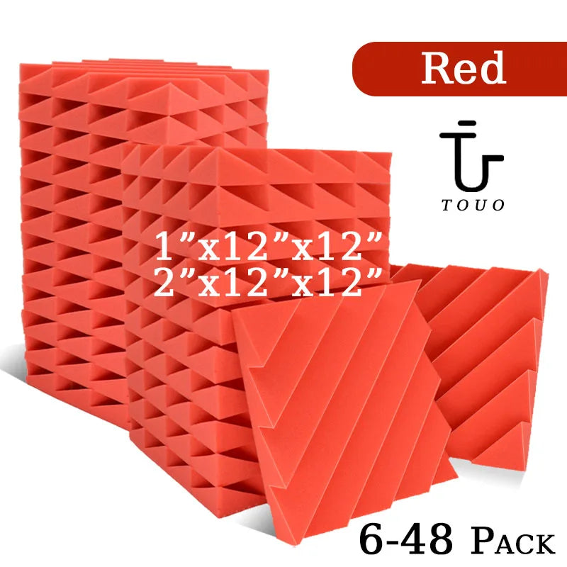 TOUO Diamond Groove Acoustic Foam 6/12/24 Pcs Wall Soundproofing Drum Room Acoustic Treatment High-Density Soundproof Material