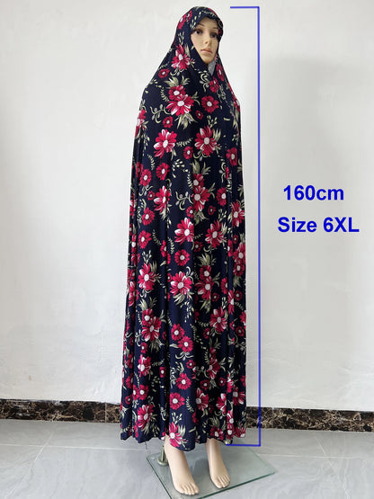 6XL  Muslim Womens Hooded Abaya African Sleeveless Prayer Garment Kaftan Dress With Hijab Floral Dubai Saudi Robe Ramadan.