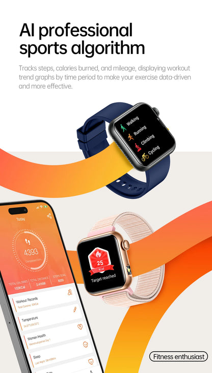 2025 New LED Women AI Smart Diagnosis Smart Watch HRV+PPG Blood Pressure Blood oxygen Health monitor IP68 NFC Smartwatches ﻿