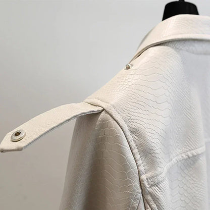 Dünne Jacke mit Gürtel Weibliche Streetwear Leder Mantel Biker Moto Frühling Herbst Frauen Faux Leder Jacke Oberbekleidung Neue Mode