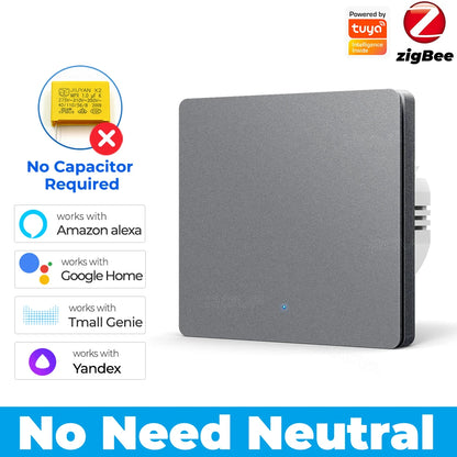 1/2/3gang Tuya EU Zigbee3.0 Smart Switch Kein Neutralleiter Wandlichtschalter Push Button Smart Life APP Funktioniert mit Alexa Google