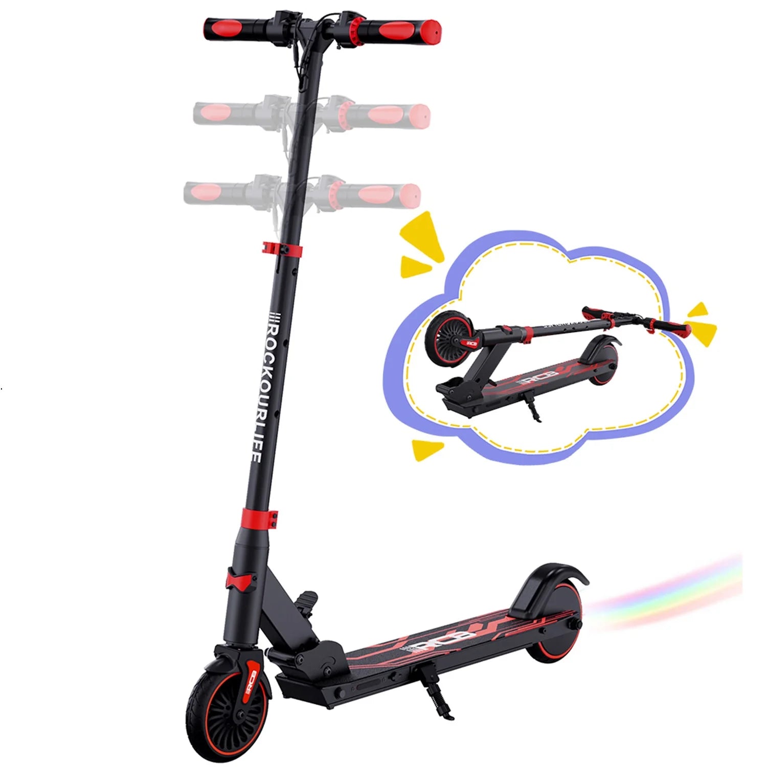 RCB Electric Scooter for Kids Ages 6-8-12, R15 Kids Electric Scooter, 20 KM/H Top Speed, 16KM Range, 3 Heights Adjustable, Gifts.