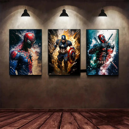 Miniso Disney Marvel The Avengers Spiderman Poster Iron Man Hulk Captain America Hulk Canvas Painting Wall Art Prints Home Decor.