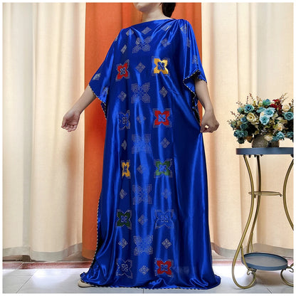 African Abaya For Women Kaftan islamic Clothing With Scarf African Women Dress Inlaid Mubarak Dubai Femme Luxury Muslim Dress.