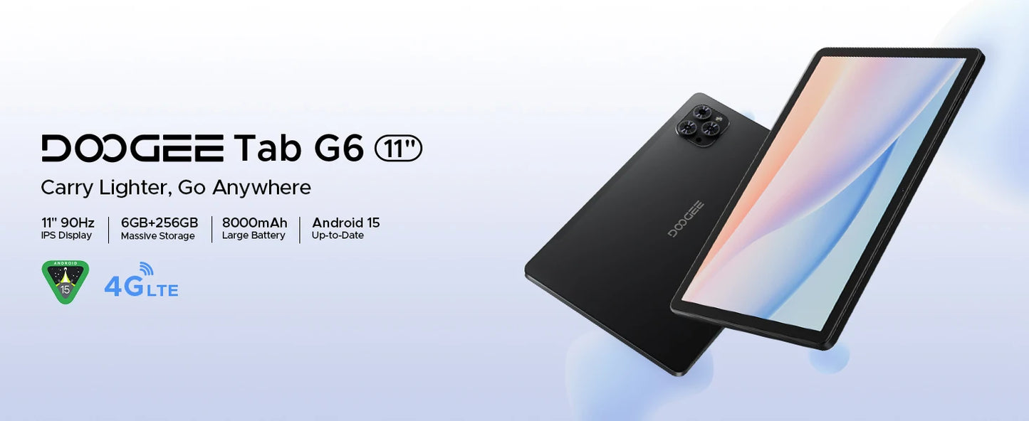 Doogee Tab G6 Tablet Pc 11 Inch Android 15 30Gb Ram(6+24) 256Gb Rom 8000Mah Battery Dual Speakers Support Widevine L1 Tablet Pc.