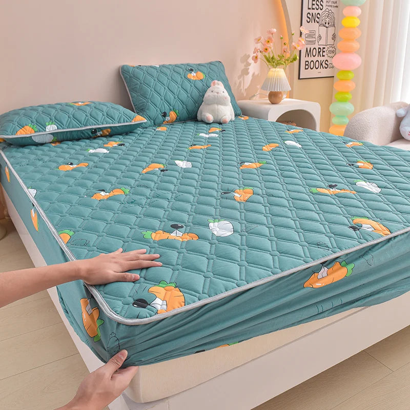 Thicken Mattress Cover for Home funda de colchón 100% Cotton Fitted Bedsheet King Size Floral Bed Covers 150x200(no pillowcase).