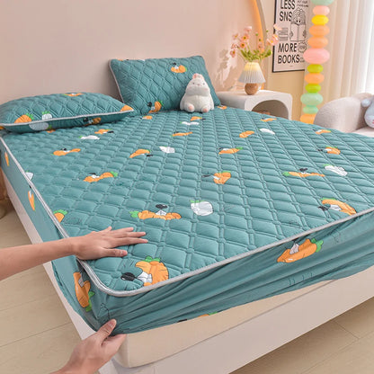 Thicken Mattress Cover for Home funda de colchón 100% Cotton Fitted Bedsheet King Size Floral Bed Covers 150x200(no pillowcase).