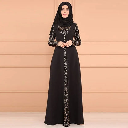 5XL Dubai Langarm Kleid Frauen Muslimischen Gefälschte Zwei Stück Party Kleider Ethnische Islamischen Kostüm Abaya Große Größe Kleidung.