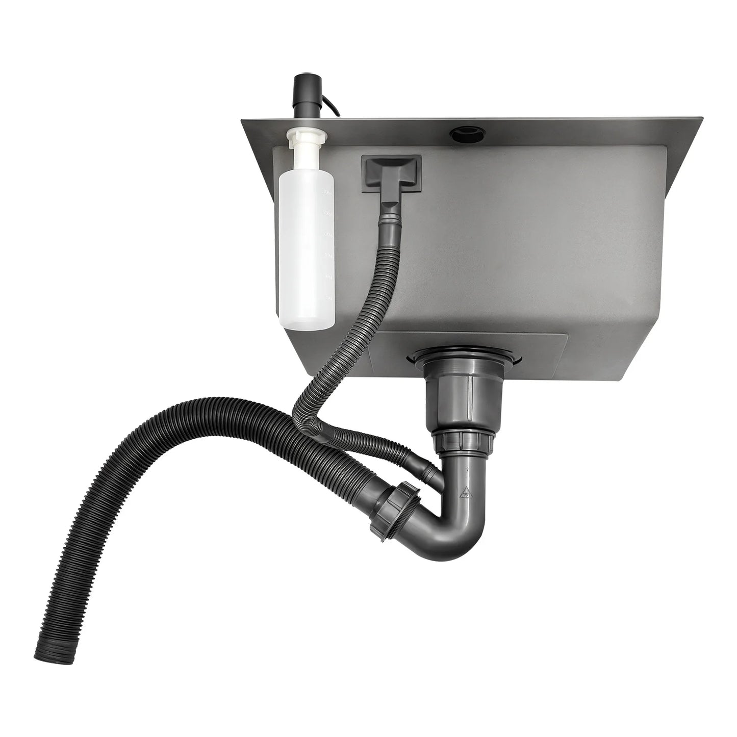 45 x 40 cm Edelstahl-Küchenspüle für Zuhause, kommerziell, großes Einzelwaschbecken mit Abflusskorb + Seifenspender + Sieb + Abflussrohr