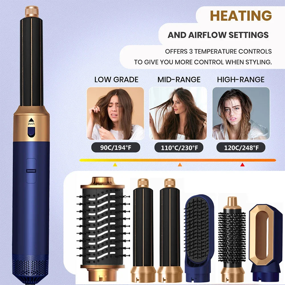 6 in 1 Hair Dryer Multifunctional hot air comb Set Professional Curling Iron Hair Straightener Air Styling Tool Hair Dryer.