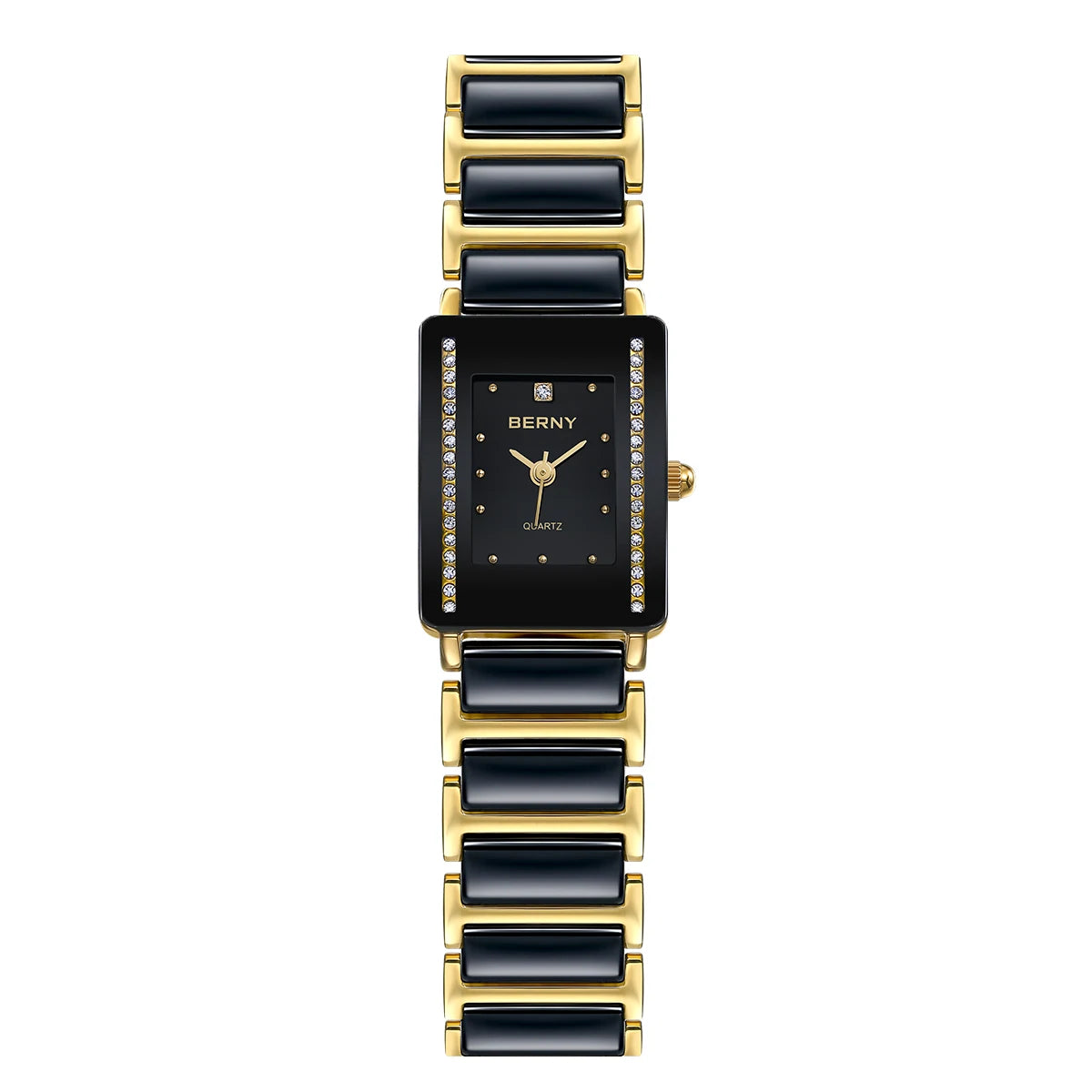 BERNY Ceramics Quartz Women Watch Fashion Rectangle Men/Women Wristwatch Bracelet Luxury Diamon Gold Couple Watches Gift Watches.