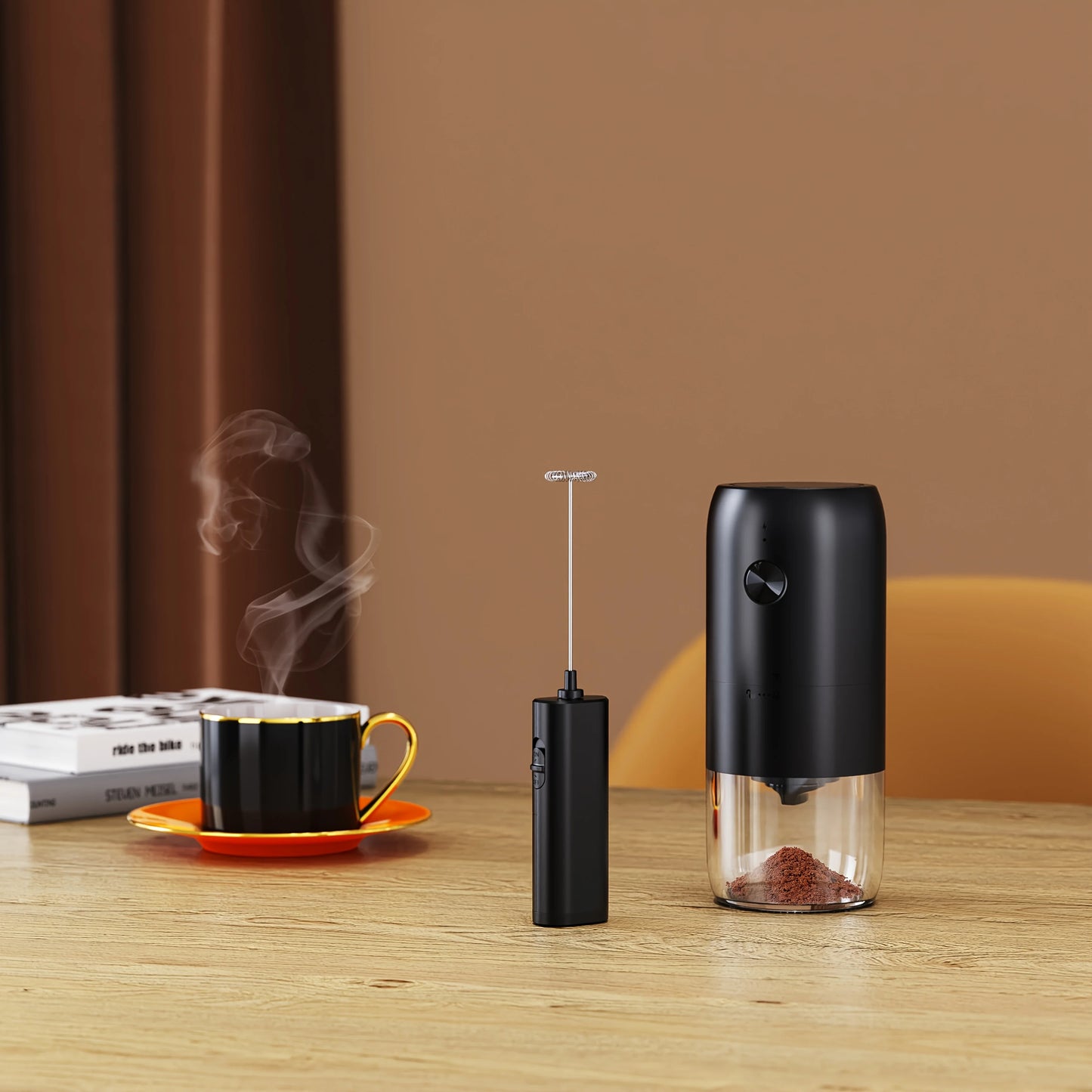 Electric milk frother, coffee frother, household mini milk frother, milk mixer, handheld wireless whipper.