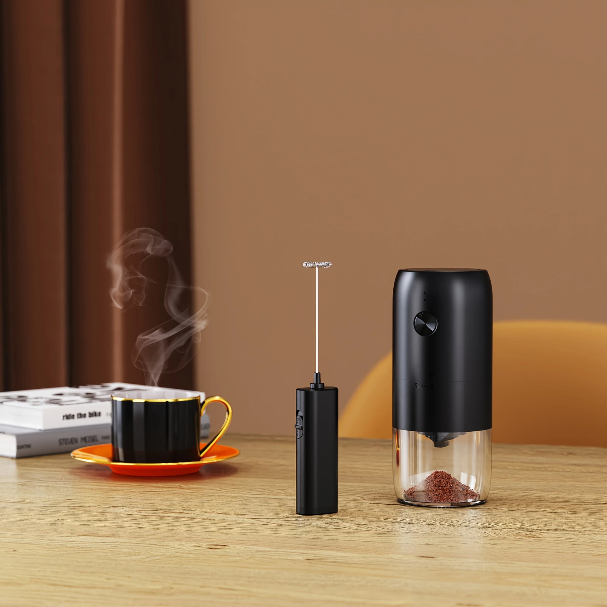 Electric milk frother, coffee frother, household mini milk frother, milk mixer, handheld wireless whipper.