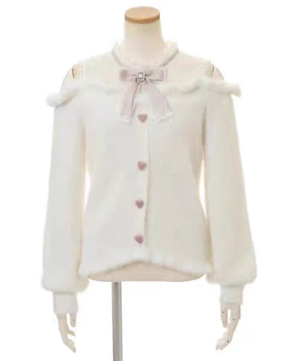 Liz-Pullover, japanische Massenproduktion, Herbst- und Winterwolle, schulterfrei, Spitze, schmaler kurzer Pullover, weicher, pelziger Strickpullover.