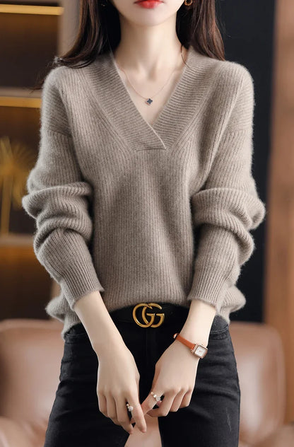 V-ausschnitt Herbst Winter Pullover Pullover Frauen Korea Lose Dicke Kaschmir Pullover Pullover Frauen Oversize Pullover Jumper.