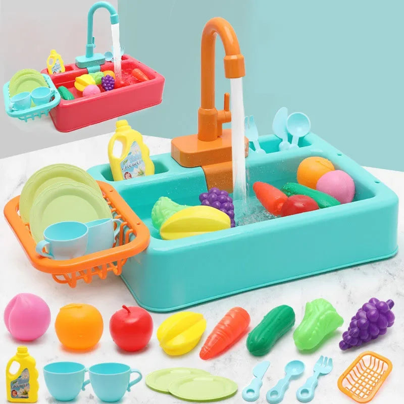 Kitchen Toy Plastic Dish Wash Sink Set Children Simulation Pretend Role Play Housework Kit Early Educational Toys for Children.