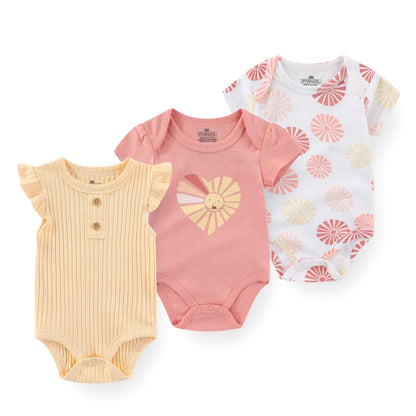 Kiddiezoom 3-teiliges Sommermode-Cartoon-Body für Jungen und Mädchen, weiche Onesies für Neugeborene.