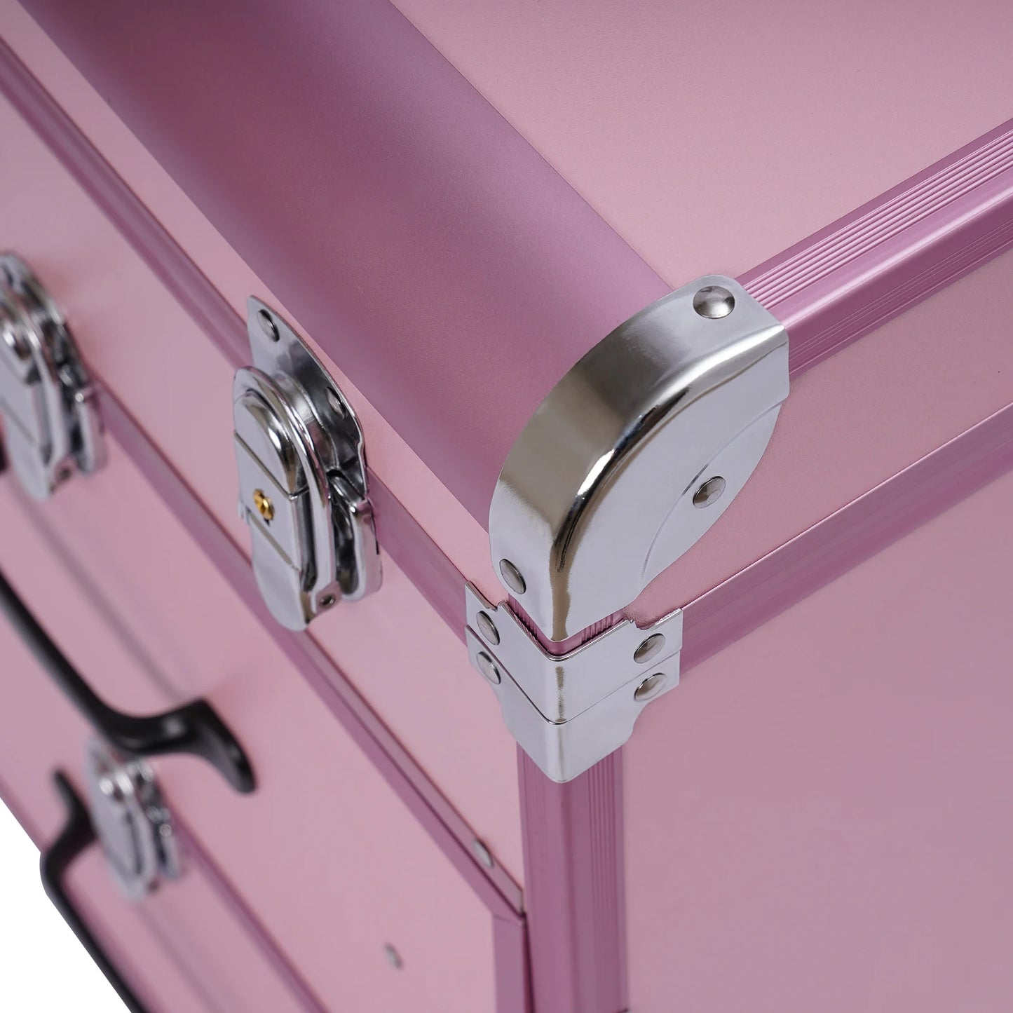 3 in 1 Rolling Makeup Case with Drawer, Large Makeup Case Organizers, Profesional Cosmetic Case for Salon Barber, Light Pink