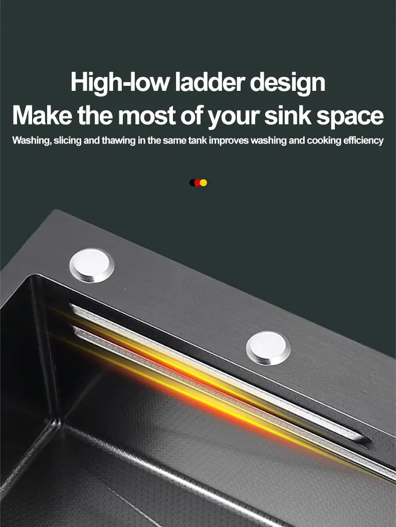 Kitchen Sink 304 Stainless Steel Rain Waterfall Single Trough Honeycomb Large Single Trough Washing Basin