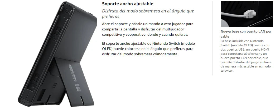 Nintendo Switch OLED Model 7 Inch Screen Joy‑Con Handle Enhanced Audio Adjustable Console Stable TV Mode Video Game.