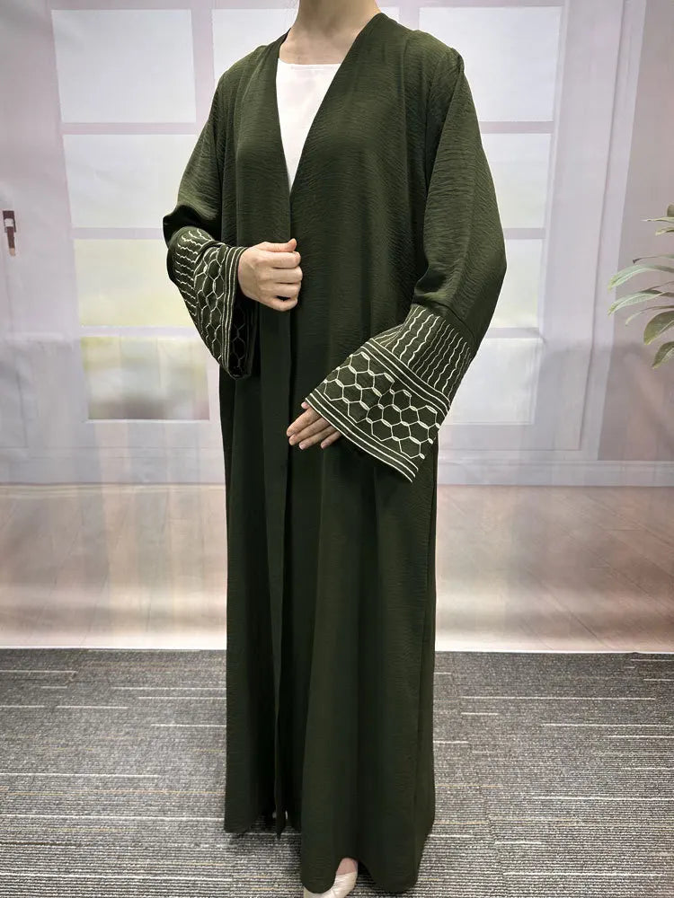 Embroidery Open Modest Kimono Abaya Dubai Luxury Islam Muslim Kaftan Modal Dress Arabic Abayas Women Kebaya Robe Femme Musulmane.