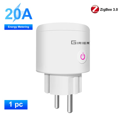 GIRIER Smart Plug ZigBee 20A Smart Home Steckdose EU 4200W mit Power Monitor Funktion Unterstützt Alexa Google Home Assistant